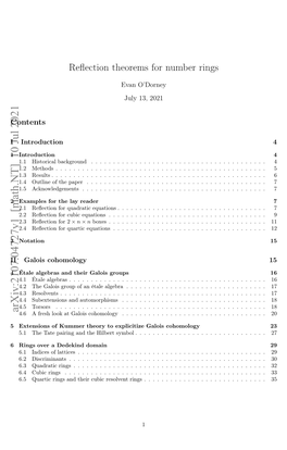 Reflection Theorems for Number Rings