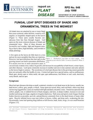 Fungal Leaf Spot Diseases of Shade and Ornamental Trees in the Midwest