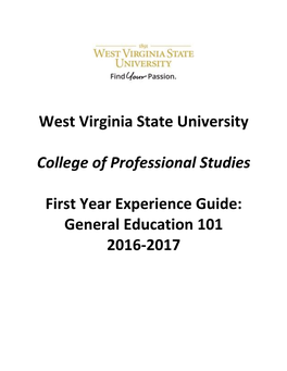 West Virginia State University College of Professional Studies First Year