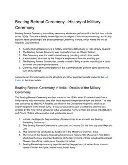 Beating Retreat Ceremony - History of Military Ceremony