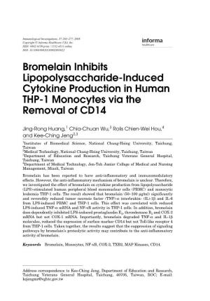 Bromelain Inhibits Lipopolysaccharide-Induced Cytokine Production Involving Cellular Signaling Suppression in Rats