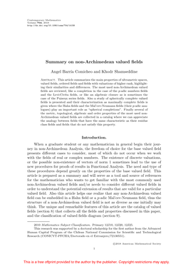 Summary on Non-Archimedean Valued Fields 3