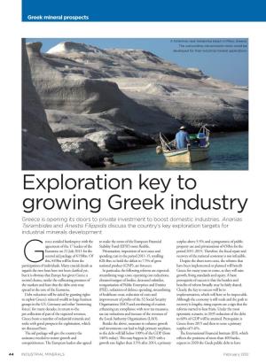 Exploration Key to Growing Greek Industry Greece Is Opening Its Doors to Private Investment to Boost Domestic Industries
