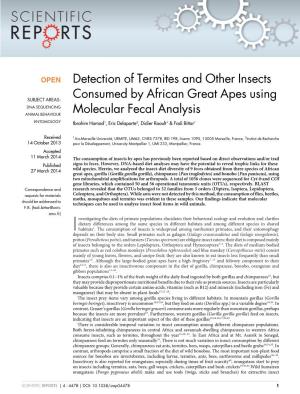 Detection of Termites and Other Insects Consumed by African Great Apes Using Molecular Fecal Analysis