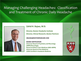 Classification and Treatment of Chronic Daily Headache