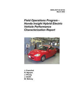 Honda Insight Hybrid Electric Vehicle Performance Characterization Report