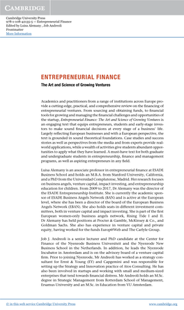 Entrepreneurial Finance Edited by Luisa Alemany , Job Andreoli Frontmatter More Information