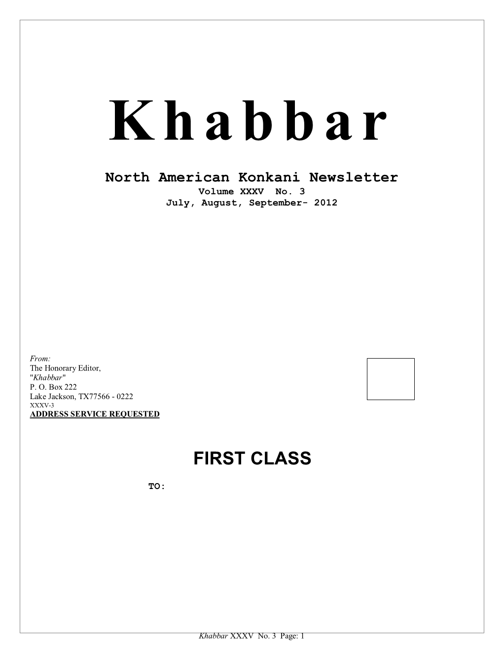 North American Konkani Newsletter Volume XXXV No