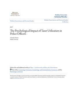 The Psychological Impact of Taser Utilization in Police Officers