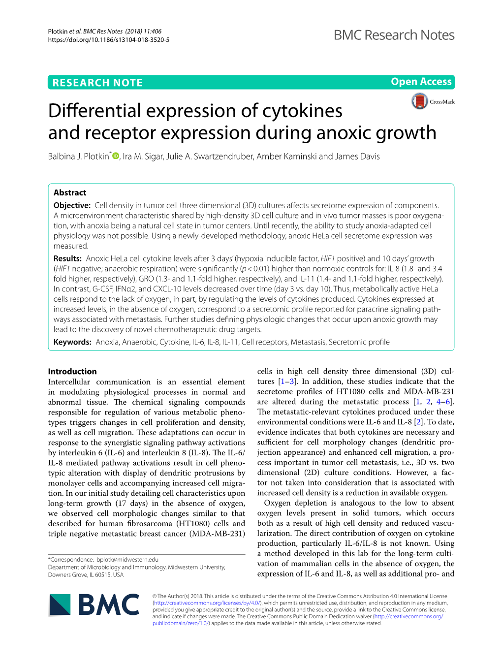 Differential Expression of Cytokines and Receptor Expression During