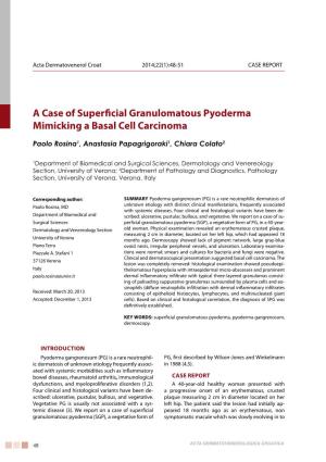 A Case of Superficial Granulomatous Pyoderma Mimicking a Basal Cell Carcinoma