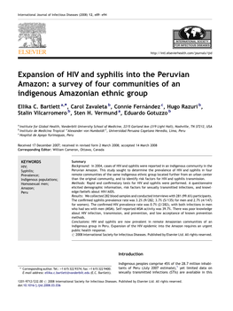 Expansion of HIV and Syphilis Into the Peruvian Amazon: a Survey of Four Communities of an Indigenous Amazonian Ethnic Group