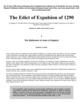 The Edict of Expulsion of 1290, Expelling the Jews from England