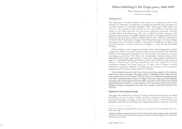 Ethnic Labelling in the Otago Press, 1860-1995 Donn Bayard and Carolyn Young University of Otago