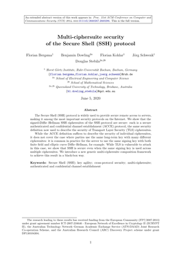 Multi-Ciphersuite Security of the Secure Shell (SSH) Protocol