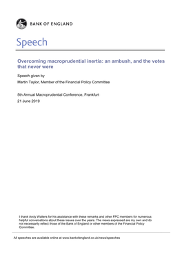 Speech by Martin Taylor at the 5Th Annual Macroprudential
