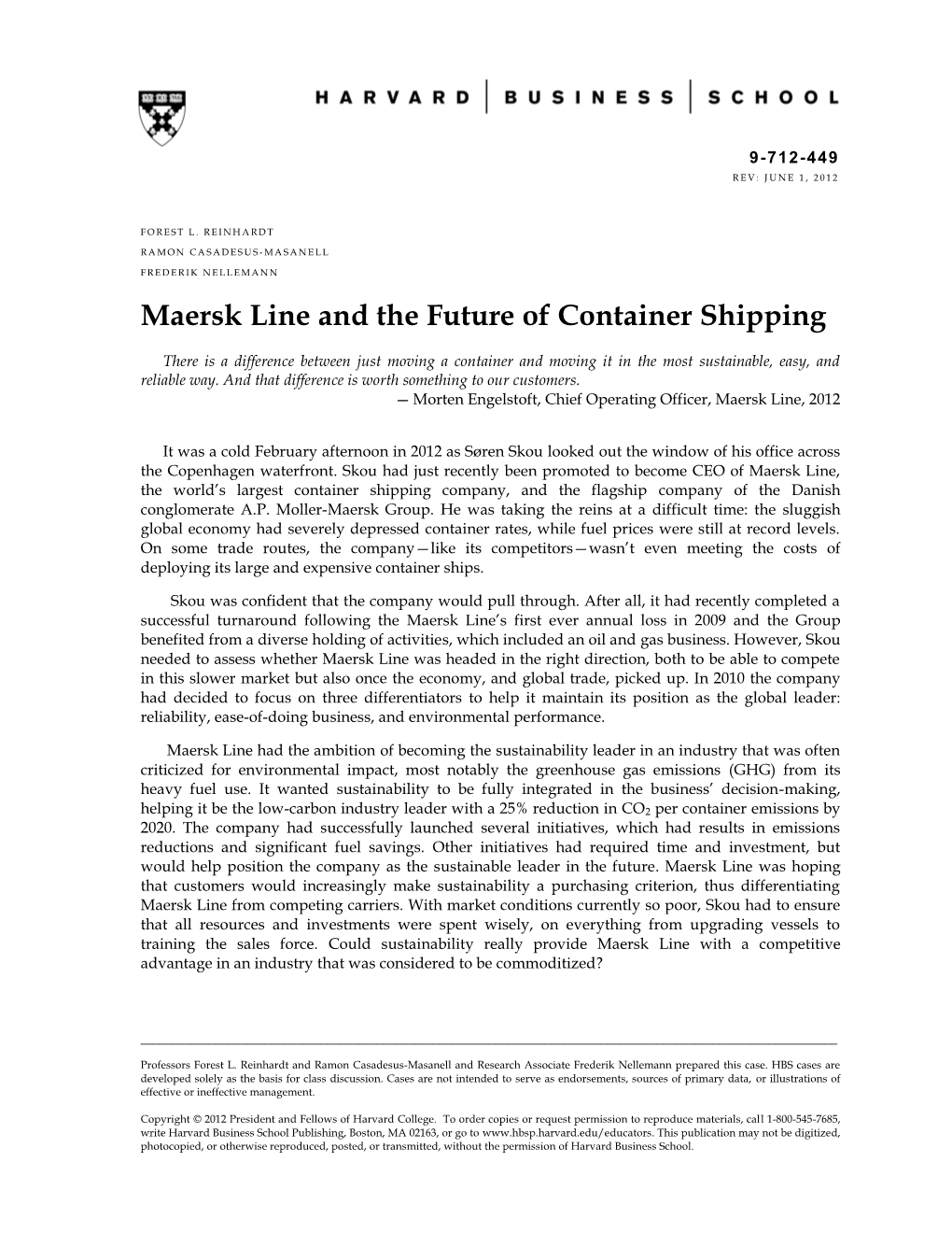 Maersk Line and the Future of Container Shipping