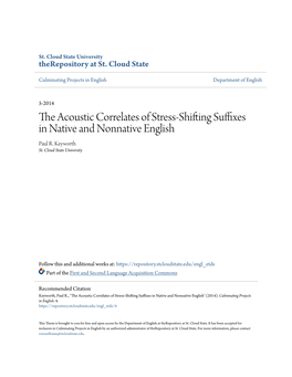The Acoustic Correlates of Stress-Shifting Suffixes in Native and Nonnative English Paul R