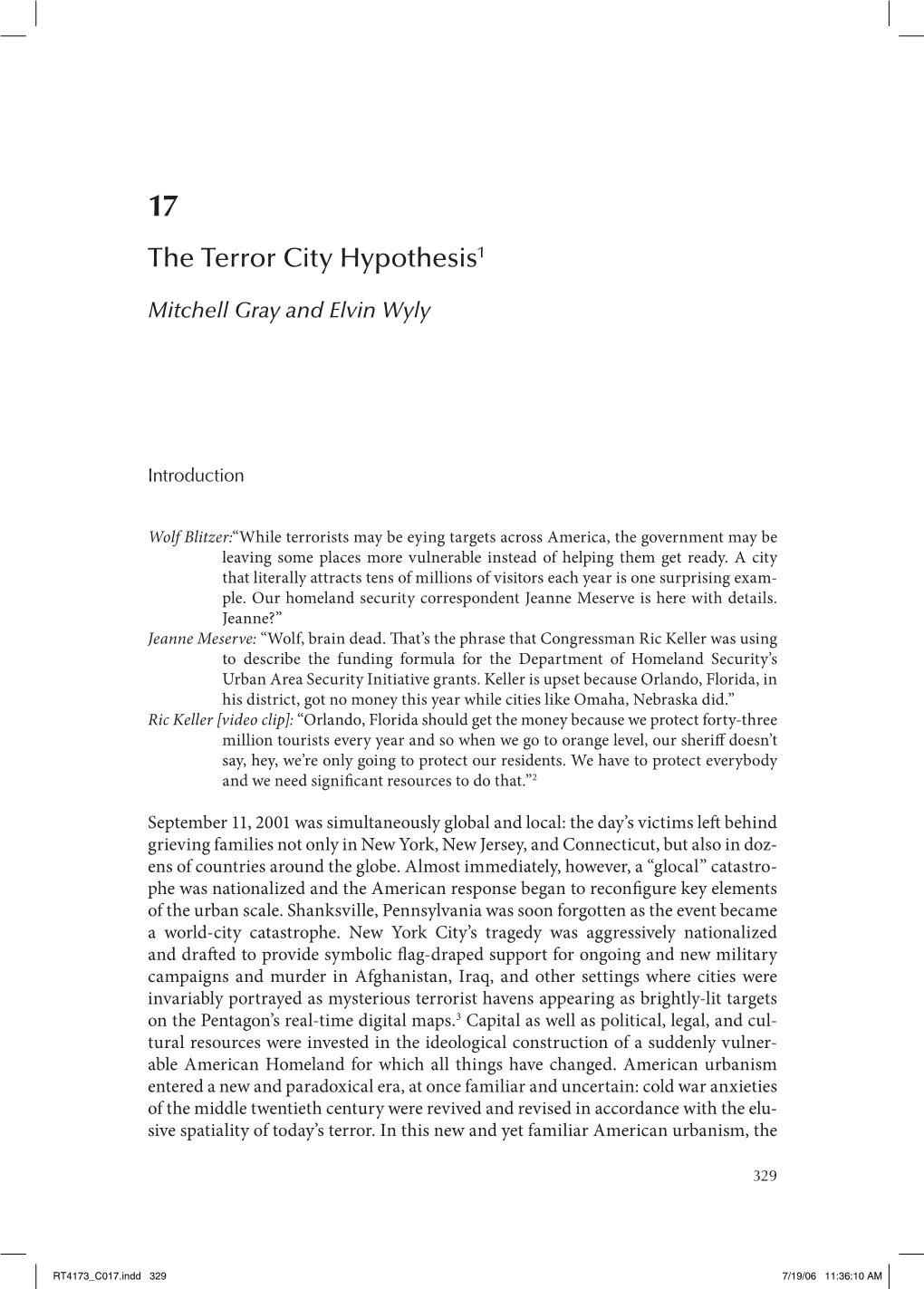 The Terror City Hypothesis1