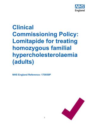 Lomitapide for Treating Homozygous Familial Hypercholesterolaemia (Adults)