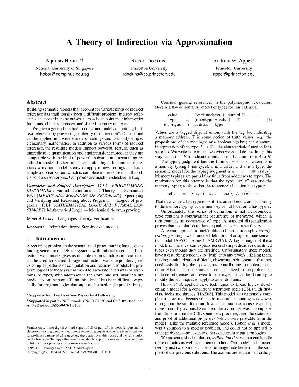 A Theory of Indirection Via Approximation