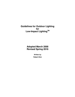 Guidelines for Outdoor Lighting for Low-Impact Lighting Adopted