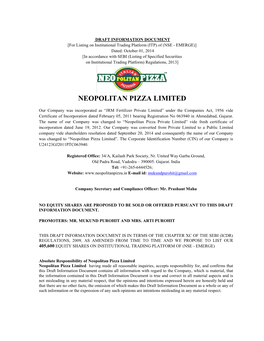 Neopolitan Pizza Limited