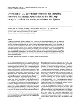 Application to Ser-His-Asp Catalytic Triads in the Serine Proteinases and Lipases