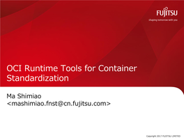 OCI Runtime Tools for Container Standardization