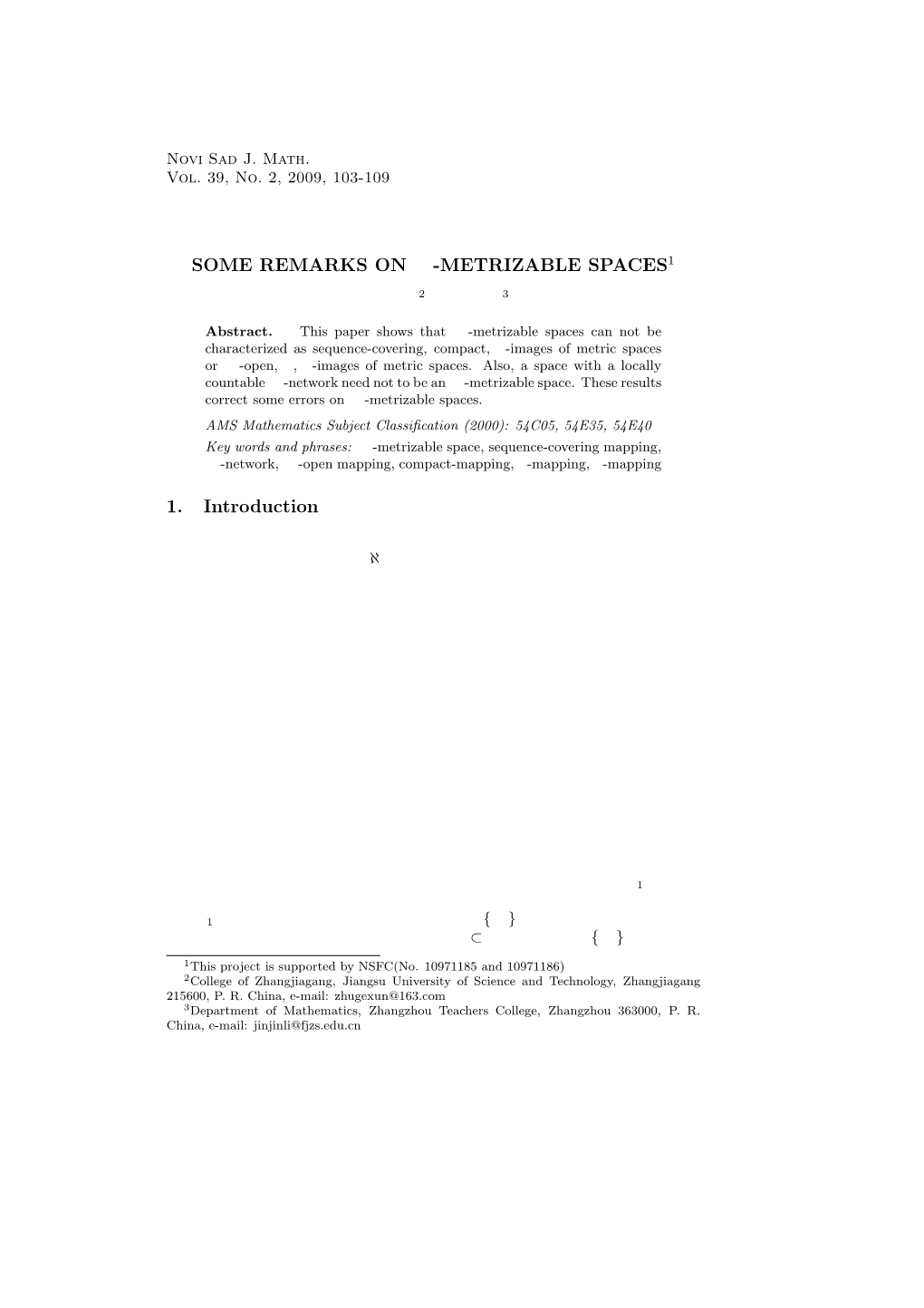 SOME REMARKS on Sn-METRIZABLE SPACES1