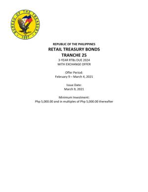 RETAIL TREASURY BONDS TRANCHE 25 3-YEAR Rtbs DUE 2024 with EXCHANGE OFFER