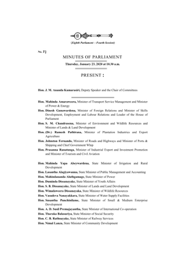 Minutes of Parliament for 23.01.2020