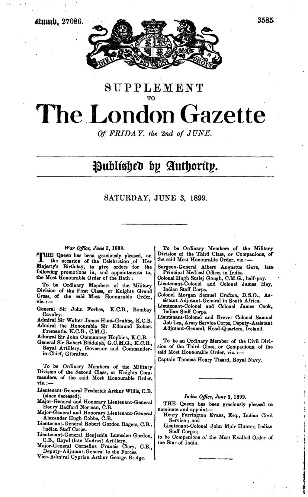 Fhe London Gazette of FRIDAY, the 2Nd of JUNE