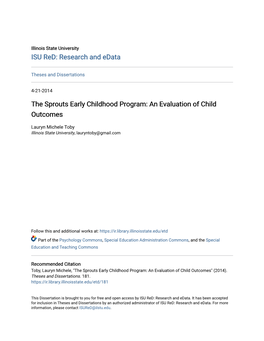 The Sprouts Early Childhood Program: an Evaluation of Child Outcomes