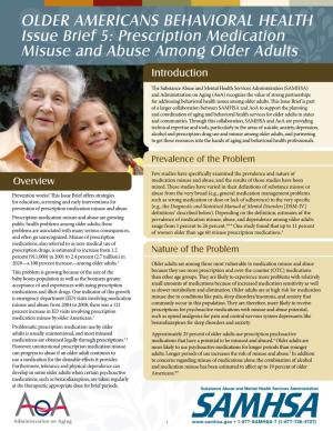Prescription Medication Misuse and Abuse Among Older Adults Introduction