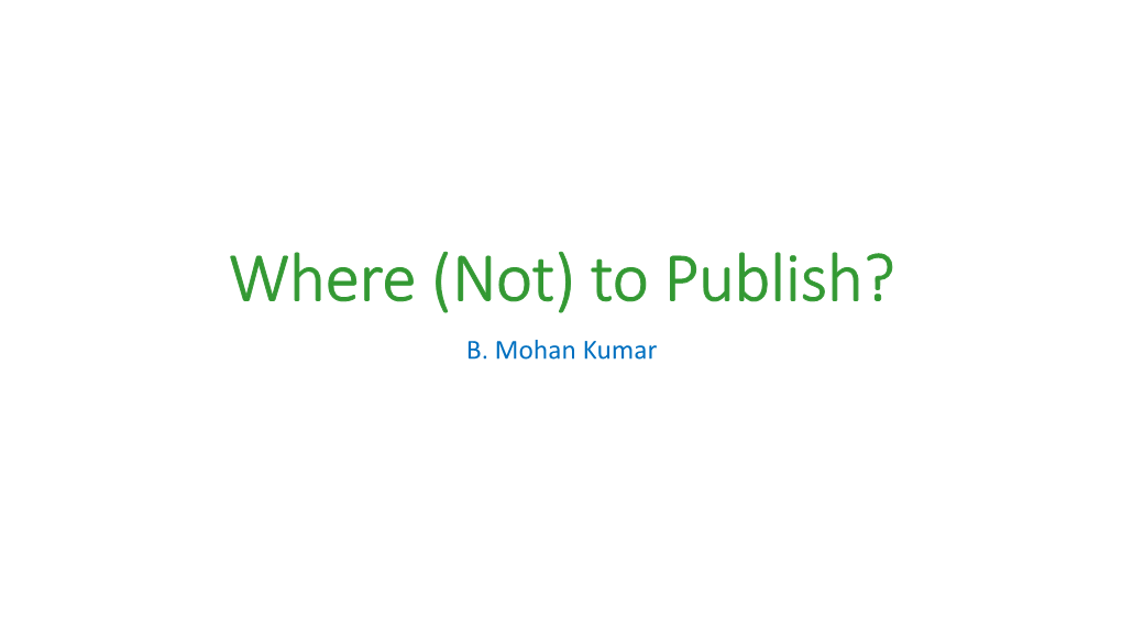 Where to Publish?