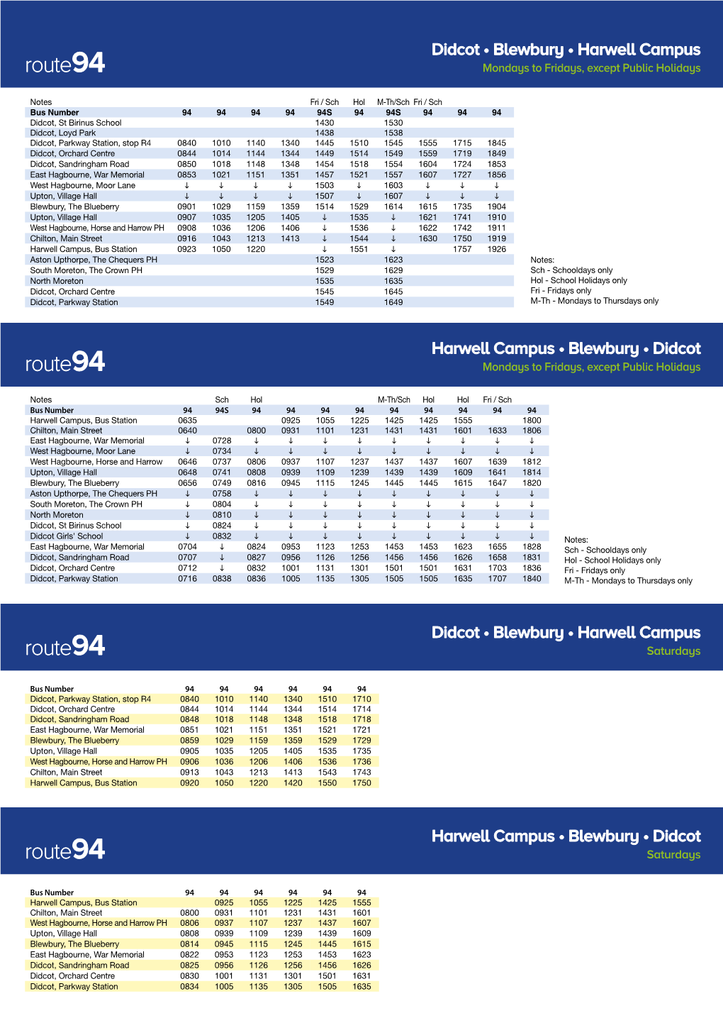 94 Timetable