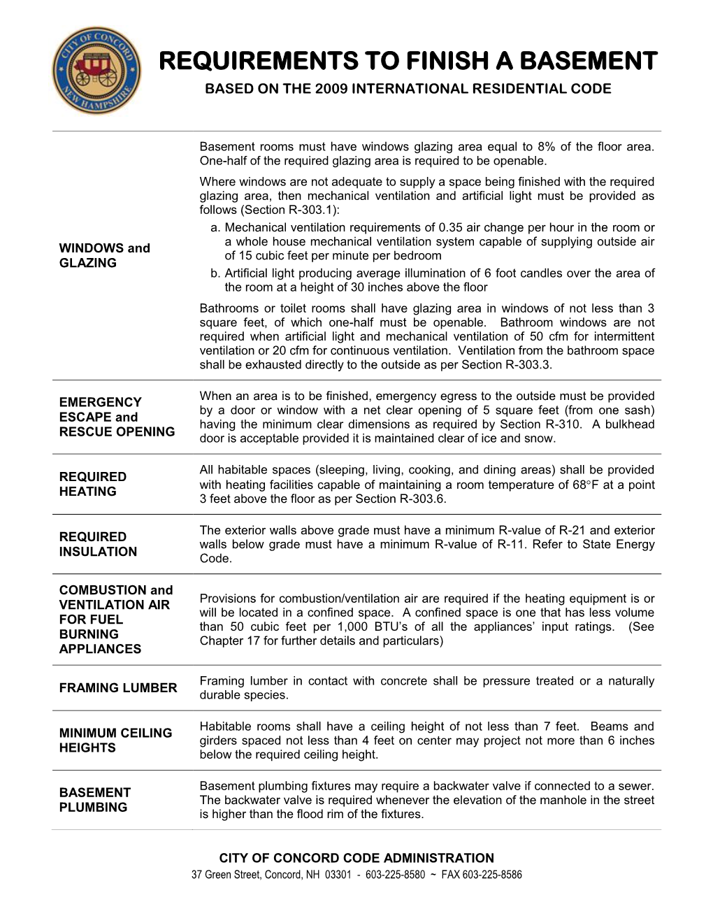 Requirements to Finish a Basement Based on the 2009 International Residential Code