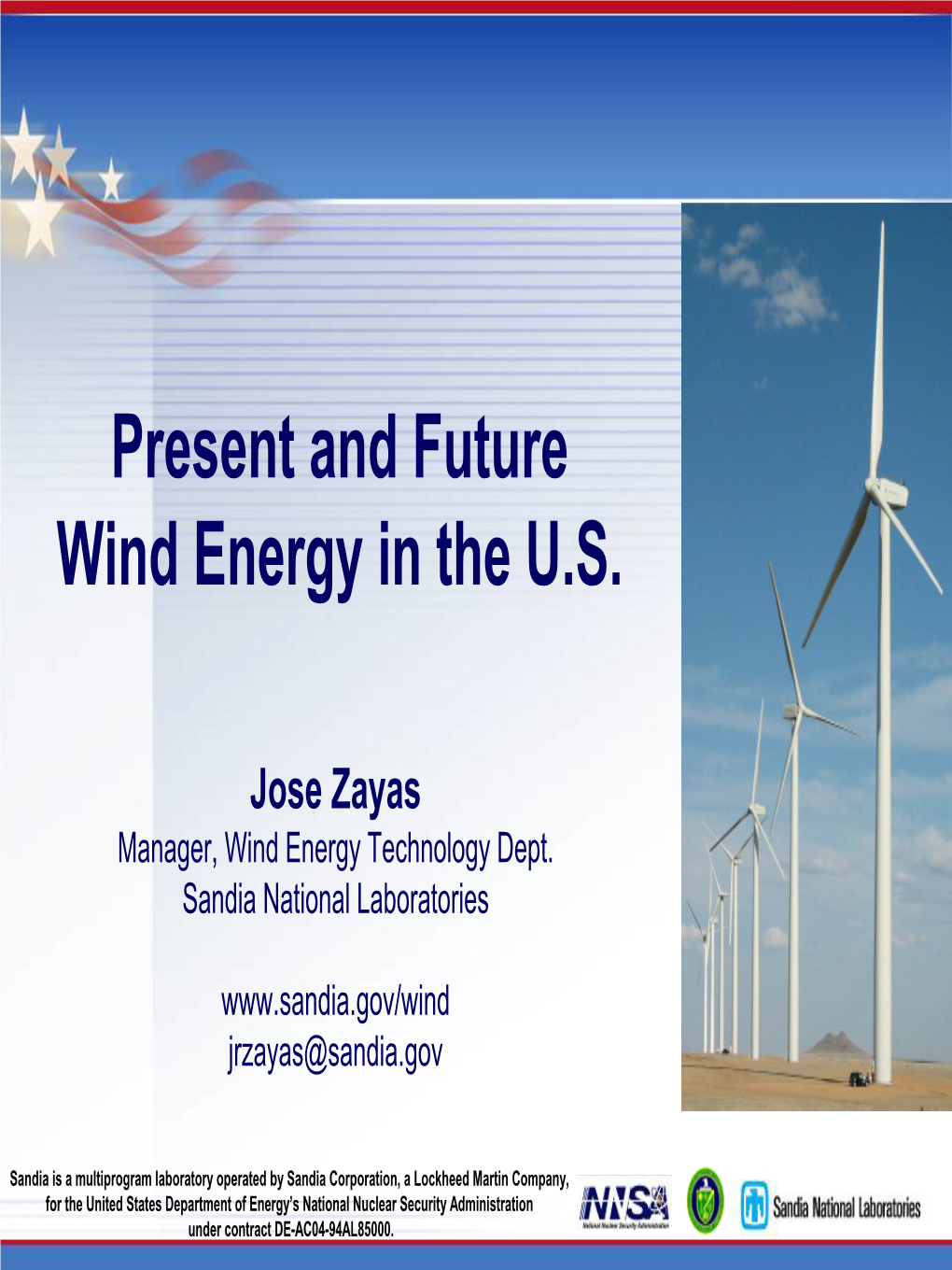 Present and Future Wind Energy in the U.S