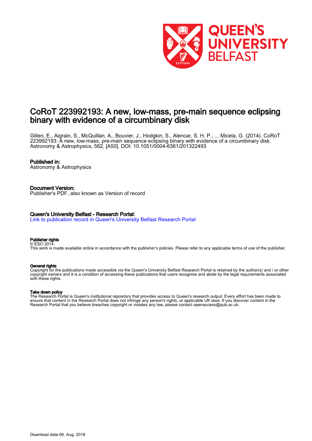 Corot 223992193: a New, Low-Mass, Pre-Main Sequence Eclipsing Binary with Evidence of a Circumbinary Disk