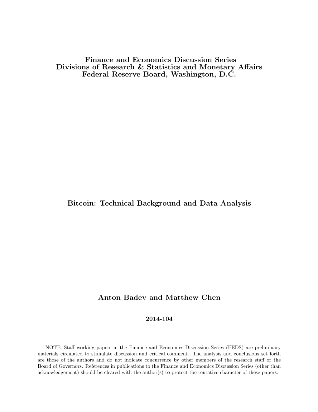 Bitcoin: Technical Background and Data Analysis