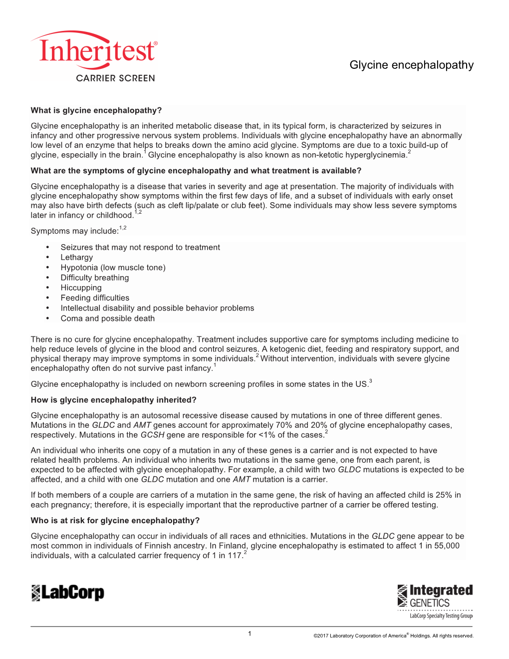 Glycine Encephalopathy, AMT-Related