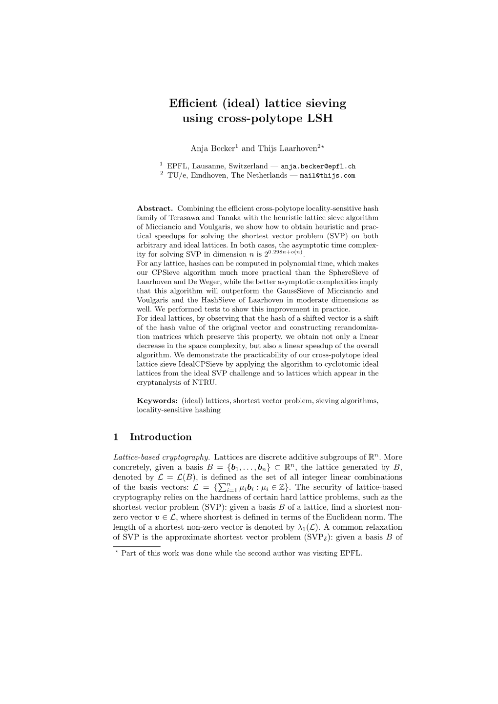 Efficient (Ideal) Lattice Sieving Using Cross-Polytope