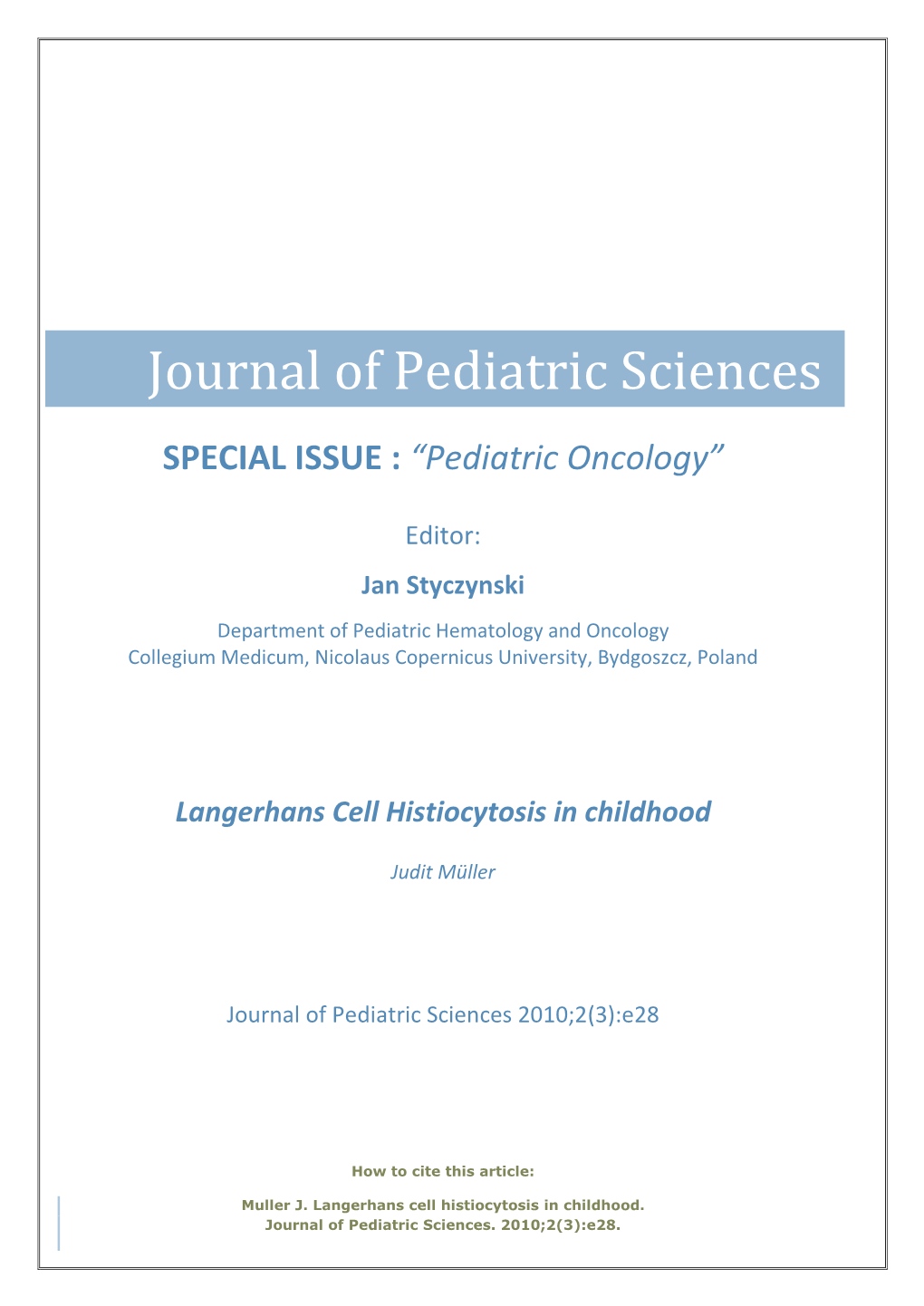 Journal of Pediatric Sciences