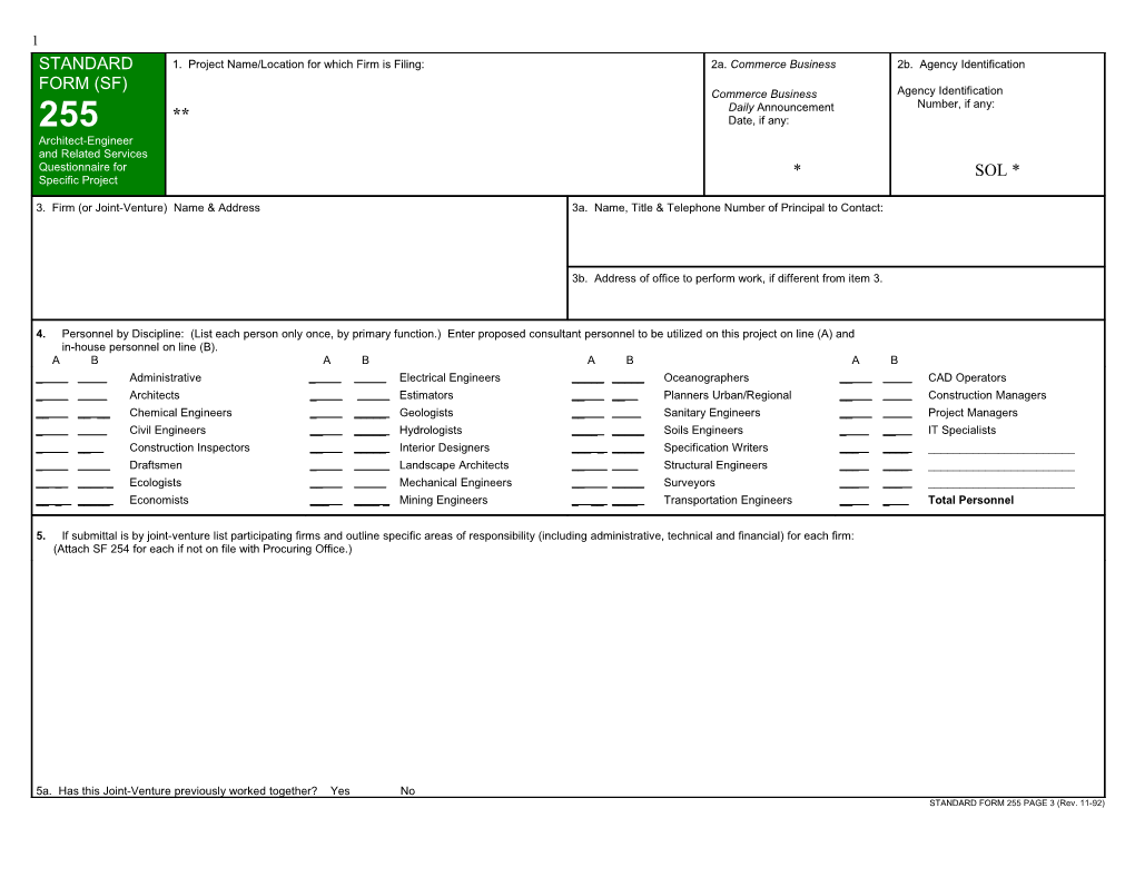 Standard Form SF 255