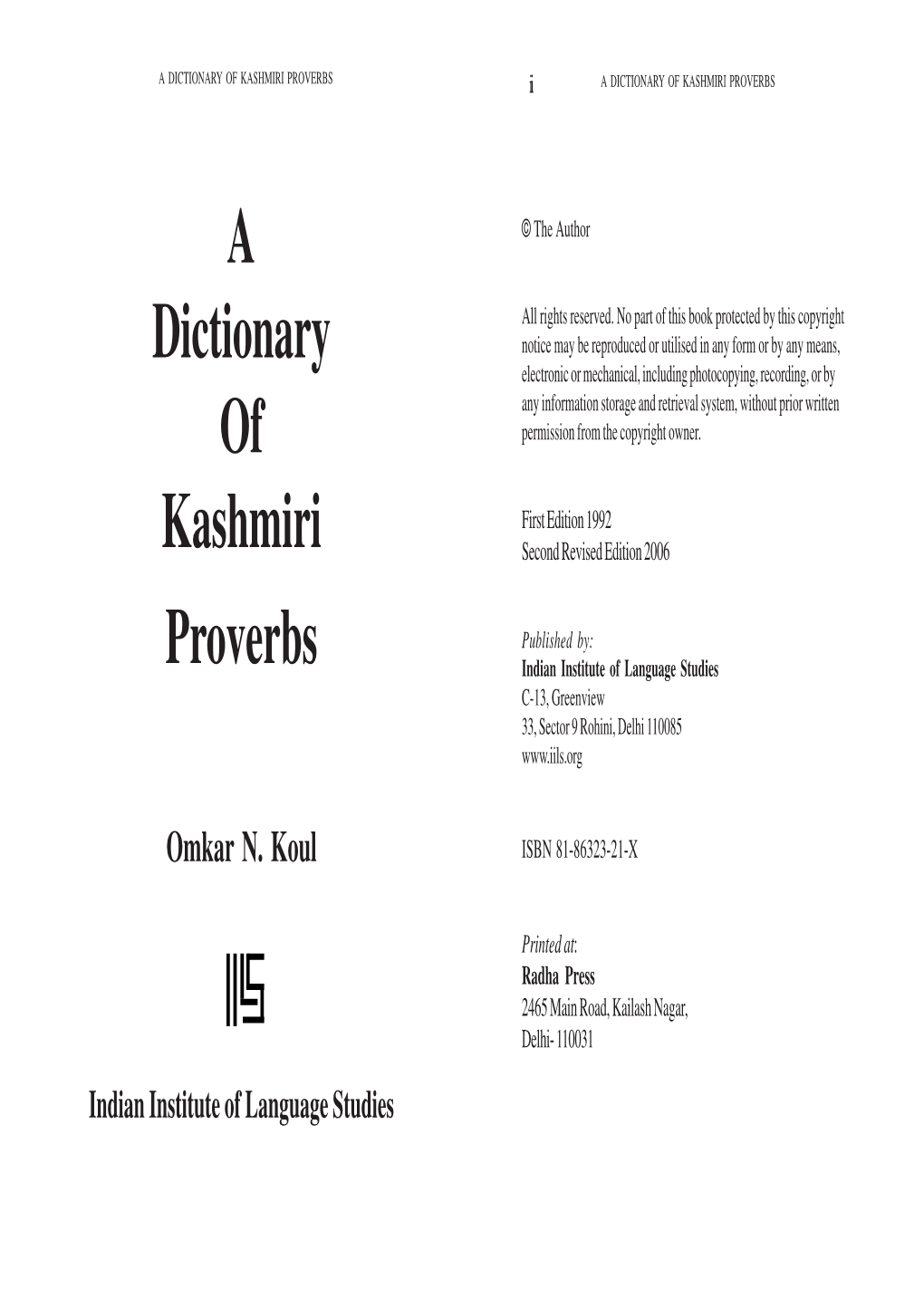 A Dictionary of Kashmiri Proverbs.P65