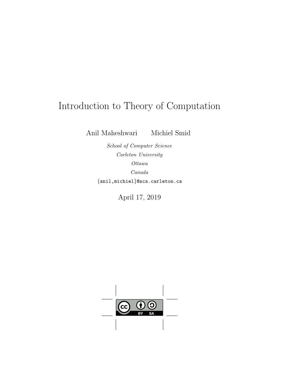 Introduction to Theory of Computation