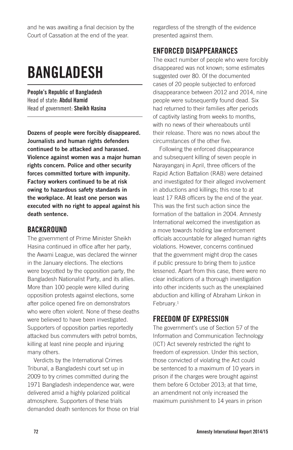 Amnesty International Report 2014/15 the State of the World's Human Rights