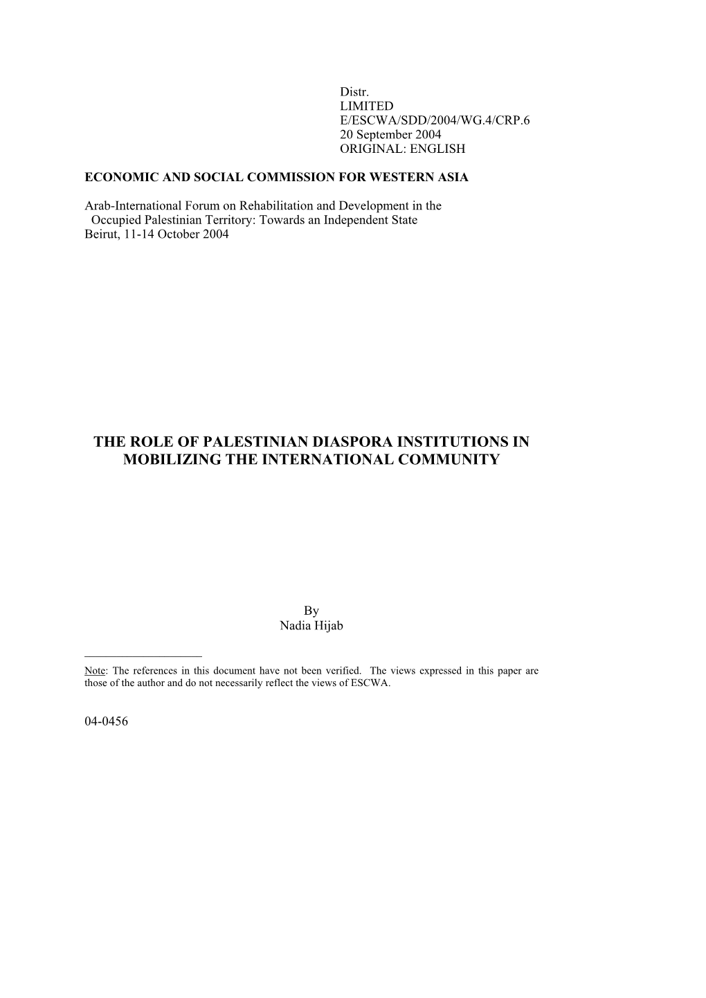 The Role of Palestinian Diaspora Institutions in Mobilizing the International Community