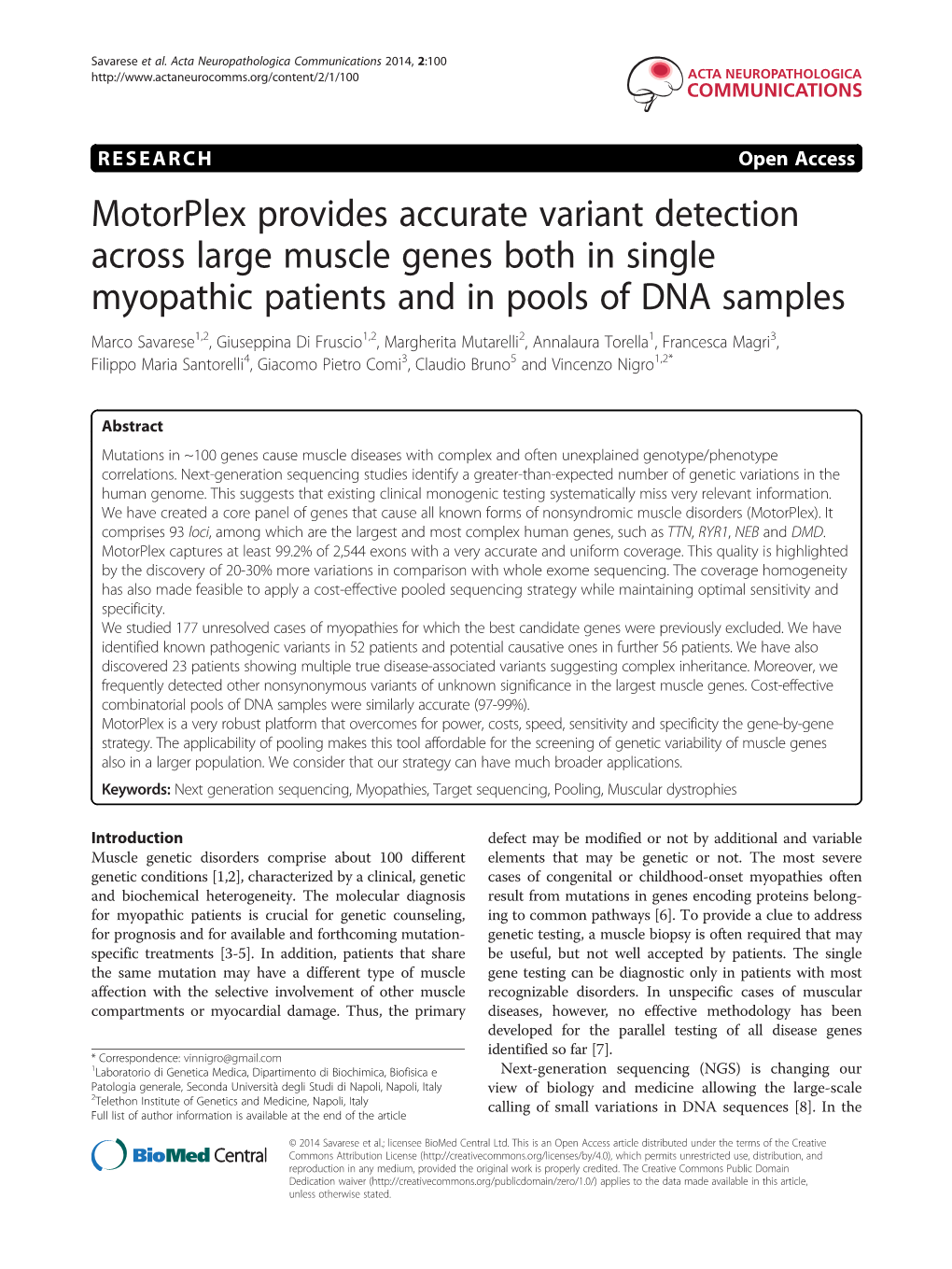 Motorplex Provides Accurate Variant Detection Across Large Muscle
